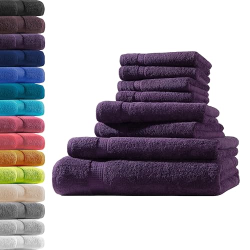 1x Badetuch + 1x Duschtuch + 2X Handtuch + 4X Gästetuch | Aubergine | 100% Baumwolle Frottier | Oeko-TEX® Standard 100 | Premium Qualität 500 g/m² von Hometex Premium Textiles