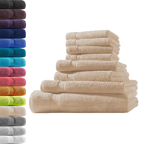 1x Badetuch + 1x Duschtuch + 2X Handtuch + 4X Gästetuch | Beige | 100% Baumwolle Frottier | Oeko-TEX® Standard 100 | Premium Qualität 500 g/m² von Hometex Premium Textiles