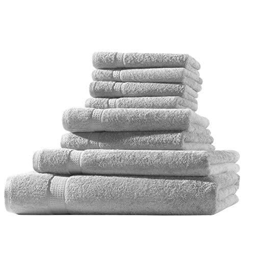 1x Badetuch + 1x Duschtuch + 2X Handtuch + 4X Gästetuch | Silber | 100% Baumwolle Frottier | Oeko-TEX® Standard 100 | Premium Qualität 500 g/m² von Hometex Premium Textiles