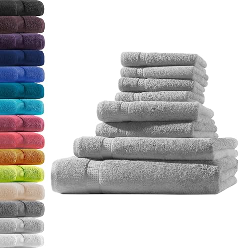 1x Badetuch + 1x Duschtuch + 2X Handtuch + 4X Gästetuch | Silber | 100% Baumwolle Frottier | Oeko-TEX® Standard 100 | Premium Qualität 500 g/m² von Hometex Premium Textiles