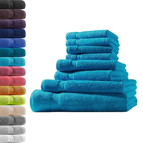1x Badetuch + 1x Duschtuch + 2X Handtuch + 4X Gästetuch | Türkis | 100% Baumwolle Frottier | Oeko-TEX® Standard 100 | Premium Qualität 500 g/m² von Hometex Premium Textiles