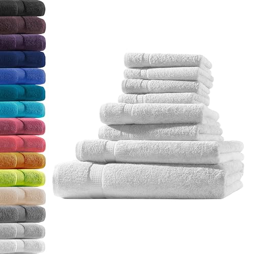 1x Badetuch + 1x Duschtuch + 2X Handtuch + 4X Gästetuch | Weiß | 100% Baumwolle Frottier | Oeko-TEX® Standard 100 | Premium Qualität 500 g/m² von Hometex Premium Textiles