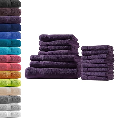 1x Badetuch + 2X Duschtuch + 4X Handtuch + 8X Gästetuch | Aubergine | 100% Baumwolle Frottier | Oeko-TEX® Standard 100 | Premium Qualität 500 g/m² von Hometex Premium Textiles