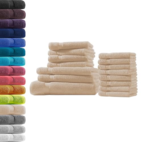1x Badetuch + 2X Duschtuch + 4X Handtuch + 8X Gästetuch | Beige | 100% Baumwolle Frottier | Oeko-TEX® Standard 100 | Premium Qualität 500 g/m² von Hometex Premium Textiles