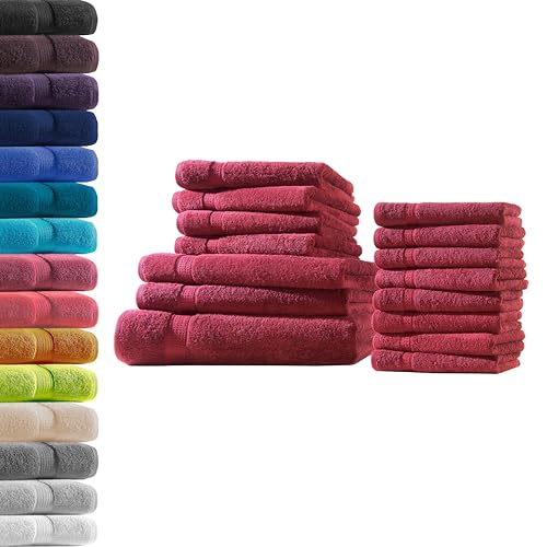 1x Badetuch + 2X Duschtuch + 4X Handtuch + 8X Gästetuch | Bordeaux | 100% Baumwolle Frottier | Oeko-TEX® Standard 100 | Premium Qualität 500 g/m² von Hometex Premium Textiles
