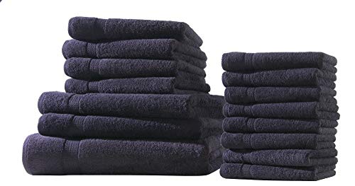 1x Badetuch + 2X Duschtuch + 4X Handtuch + 8X Gästetuch | Schwarz | 100% Baumwolle Frottier | Oeko-TEX® Standard 100 | Premium Qualität 500 g/m² von Hometex Premium Textiles