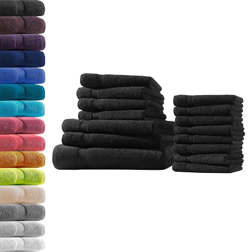 1x Badetuch + 2X Duschtuch + 4X Handtuch + 8X Gästetuch | Schwarz | 100% Baumwolle Frottier | Oeko-TEX® Standard 100 | Premium Qualität 500 g/m² von Hometex Premium Textiles