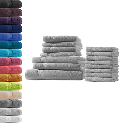 1x Badetuch + 2X Duschtuch + 4X Handtuch + 8X Gästetuch | Silber | 100% Baumwolle Frottier | Oeko-TEX® Standard 100 | Premium Qualität 500 g/m² von Hometex Premium Textiles