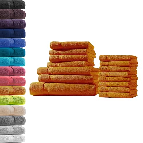 1x Badetuch + 2X Duschtuch + 4X Handtuch + 8X Gästetuch | Terra | 100% Baumwolle Frottier | Oeko-TEX® Standard 100 | Premium Qualität 500 g/m² von Hometex Premium Textiles