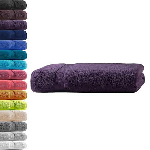 1x Badetuch | Aubergine | 100% Baumwolle Frottier | Oeko-TEX® Standard 100 | Premium Qualität 500 g/m² von Hometex Premium Textiles