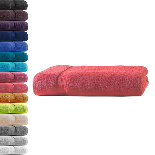 1x Badetuch | Rot | 100% Baumwolle Frottier | Oeko-TEX® Standard 100 | Premium Qualität 500 g/m² von Hometex Premium Textiles