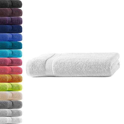 1x Badetuch | Weiß | 100% Baumwolle Frottier | Oeko-TEX® Standard 100 | Premium Qualität 500 g/m² von Hometex Premium Textiles