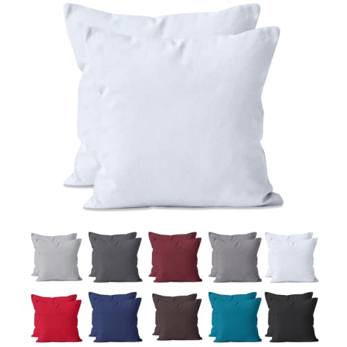 Hometex Premium Textiles 2-er Set Kissenhülle Baumwolle Renforcé | Doppelpack Kissenbezüge ca. 115 g/m² | Oeko-TEX®Standard 100 Kissen-Bezug mit Reißverschluss | 40x40 cm Weiss von Hometex Premium Textiles