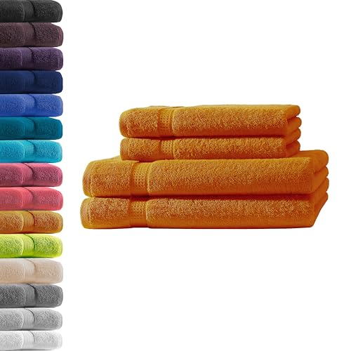2X Duschtuch + 2X Handtuch | Terra | 100% Baumwolle Frottier | Oeko-TEX® Standard 100 | Premium Qualität 500 g/m² von Hometex Premium Textiles