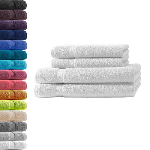 2X Duschtuch + 2X Handtuch | Weiß | 100% Baumwolle Frottier | Oeko-TEX® Standard 100 | Premium Qualität 500 g/m² von Hometex Premium Textiles
