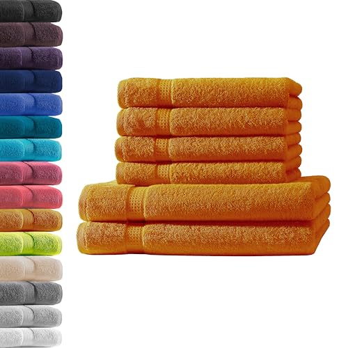 2X Duschtuch + 4X Handtuch | Terra | 100% Baumwolle Frottier | Oeko-TEX® Standard 100 | Premium Qualität 500 g/m² von Hometex Premium Textiles