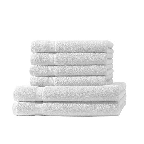 2X Duschtuch + 4X Handtuch | Weiß | 100% Baumwolle Frottier | Oeko-TEX® Standard 100 | Premium Qualität 500 g/m² von Hometex Premium Textiles