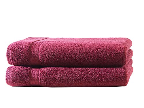 2X Duschtuch | Rot | 100% Baumwolle Frottier | Oeko-TEX® Standard 100 | Premium Qualität 500 g/m² von Hometex Premium Textiles