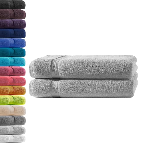 2X Duschtuch | Silber | 100% Baumwolle Frottier | Oeko-TEX® Standard 100 | Premium Qualität 500 g/m² von Hometex Premium Textiles