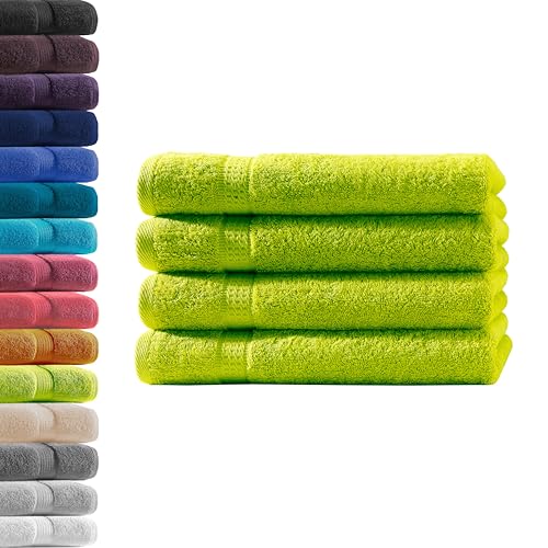 4X Handtuch | Apfelgrün | 100% Baumwolle Frottier | Oeko-TEX® Standard 100 | Premium Qualität 500 g/m² von Hometex Premium Textiles