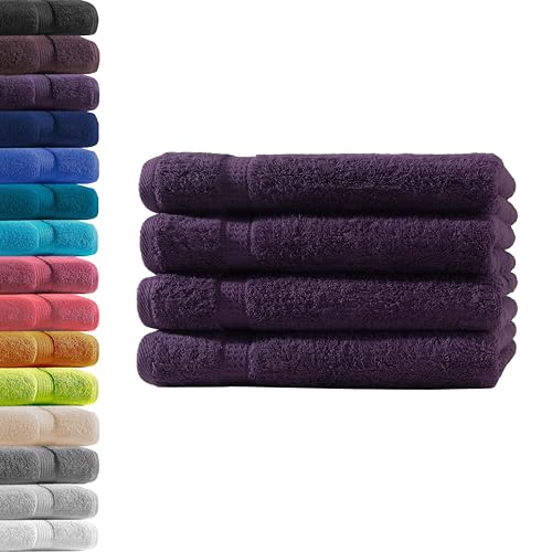 4X Handtuch | Aubergine | 100% Baumwolle Frottier | Oeko-TEX® Standard 100 | Premium Qualität 500 g/m² von Hometex Premium Textiles