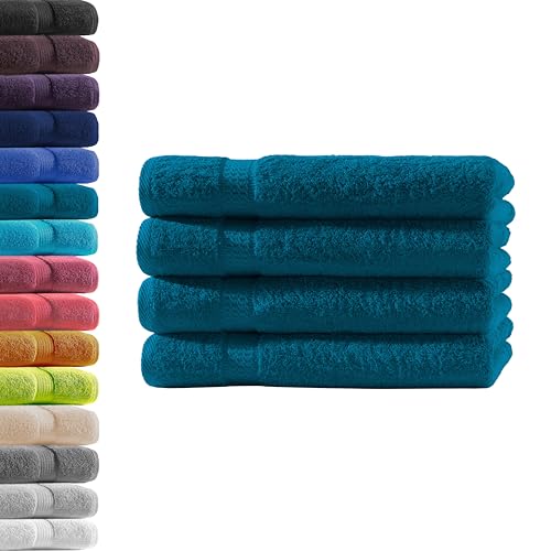 4X Handtuch | Petrol | 100% Baumwolle Frottier | Oeko-TEX® Standard 100 | Premium Qualität 500 g/m² von Hometex Premium Textiles