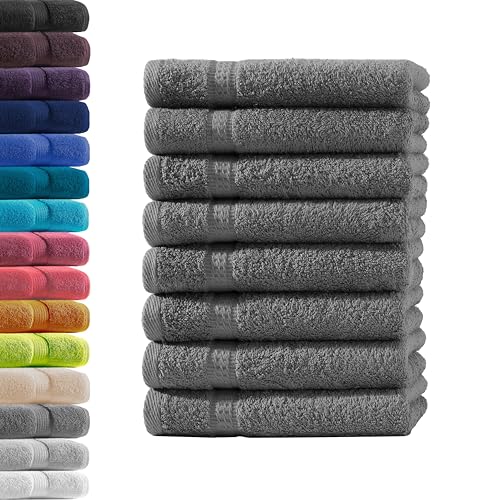 8X Gästetuch | Anthrazit | 100% Baumwolle Frottier | Oeko-TEX® Standard 100 | Premium Qualität 500 g/m² von Hometex Premium Textiles