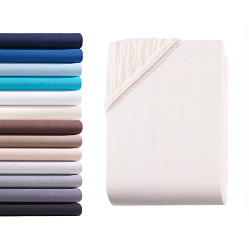 Exclusive Topper-Spannbettlaken | Bettlaken mit extra starkem Stoff 160 g/m² | Ideal für Boxspringbetten und Topper | OEKO-TEX® MADE IN GREEN | Split-Topper 10cm Steghöhe | 180/200x200 cm Natur von Hometex Premium Textiles