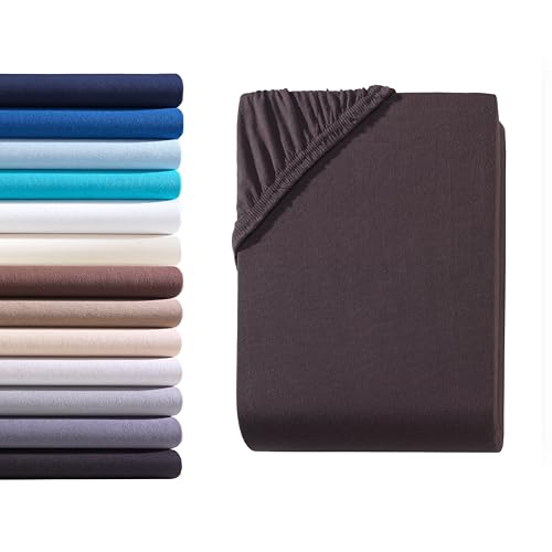 Exclusive Topper-Spannbettlaken | Bettlaken mit extra starkem Stoff 160 g/m² | Ideal für Boxspringbetten und Topper | OEKO-TEX® MADE IN GREEN | Topper 10cm Steghöhe | 140-160x200 cm - Schokobraun von Hometex Premium Textiles