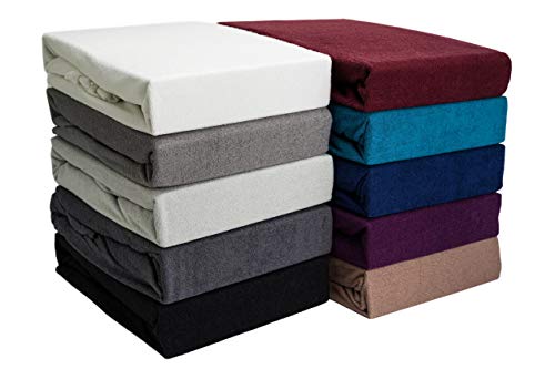 Frottee Spannbettlaken Spannbetttuch 90-100 x 200 cm, Bettlaken 80% Baumwolle - 20% Polyester, Kuschelig Weich und Warm, Matratzen bis 23-25 cm, Oeko-TEX Made IN Green, Bordeaux von Hometex Premium Textiles