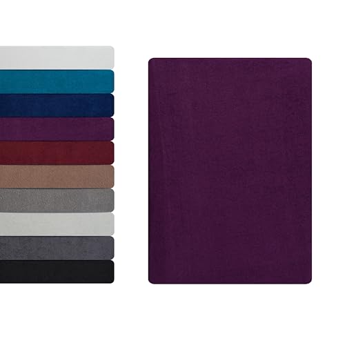 Frottee Spannbettlaken Spannbetttuch 90-100 x 200 cm, Bettlaken 80% Baumwolle - 20% Polyester, Kuschelig Weich und Warm, Matratzen bis 23-25 cm, Oeko-TEX Made IN Green, Aubergine von Hometex Premium Textiles