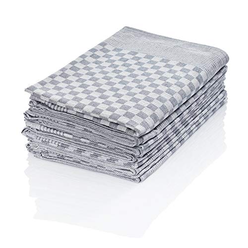 Hometex Premium Textiles 10er Set Zwirn Geschirrtücher | Grubentücher in extra Dicker Qualität - 220 g/m² | 100% Baumwolle sehr saugfähig | ÖKO-TEX 100 Standard | 50 x 70cm Grau von Hometex Premium Textiles