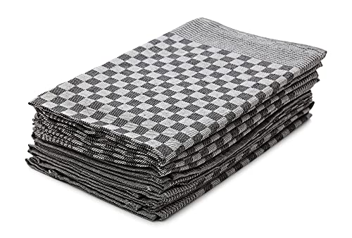 Hometex Premium Textiles 10er Set Zwirn Geschirrtücher | Grubentücher in extra Dicker Qualität - 220 g/m² | 100% Baumwolle sehr saugfähig | ÖKO-TEX 100 Standard | 50 x 70cm Schwarz von Hometex Premium Textiles