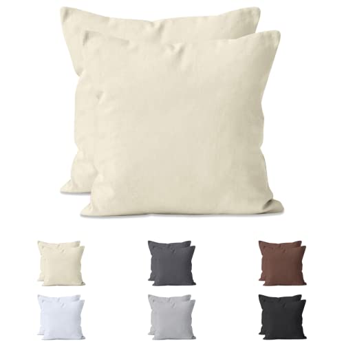 Hometex Premium Textiles 2-er Set Kissenhülle Baumwolle Jersey | Doppelpack Kissenbezüge ca. 160 g/m² | Oeko-TEX®Standard 100 Kissen-Bezug mit Reißverschluss | 40x40 cm Natur von Hometex Premium Textiles