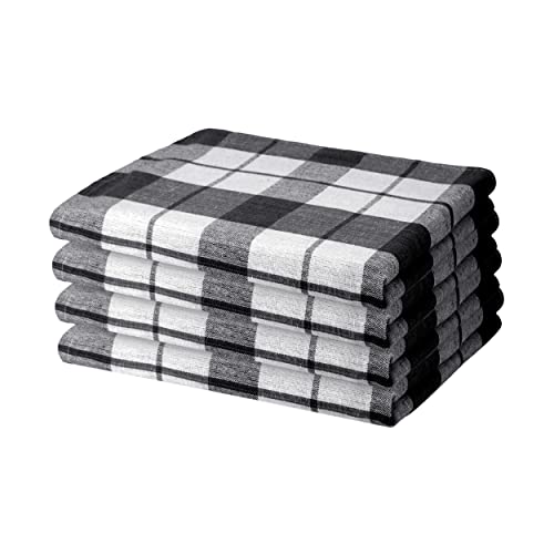 Hometex Premium Textiles 4er Set Geschirrtücher Grubentücher | Oeko-TEX®Standard 100 - aus 100% Baumwolle | Extra saugfähig und schnell trocknend | 50 x 70 cm Schwarz von Hometex Premium Textiles