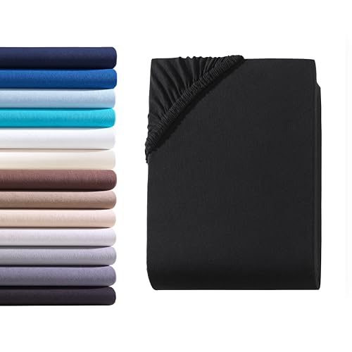 Hometex Premium Textiles Exclusive Boxspringbett Spannbettlaken | Bettlaken für hohe Matratzen | Extra starker Stoff 160 g/m² | Oeko-TEX® Made IN Green | 140-160x200-220 cm - Steghöhe 40 cm - Schwarz von Hometex Premium Textiles