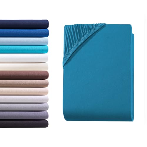 Hometex Premium Textiles Exclusive Boxspringbett Spannbettlaken | Bettlaken für hohe Matratzen | Extra starker Stoff 160 g/m² | Oeko-TEX® Made IN Green | 180-200x200-220 cm - Steghöhe 40 cm - Petrol von Hometex Premium Textiles