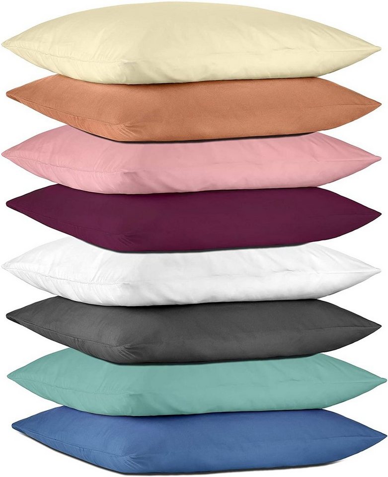 Hometex Premium Textiles Kissenbezug 2-er Set Kissenbezug Mikrofaser, Doppelpack Kissenhüllen ca. 95 g/m², Dekorative Dekokissen Sofakissen Lendenkissen Wurfkissenbezug mit Reißverschluss von Hometex Premium Textiles