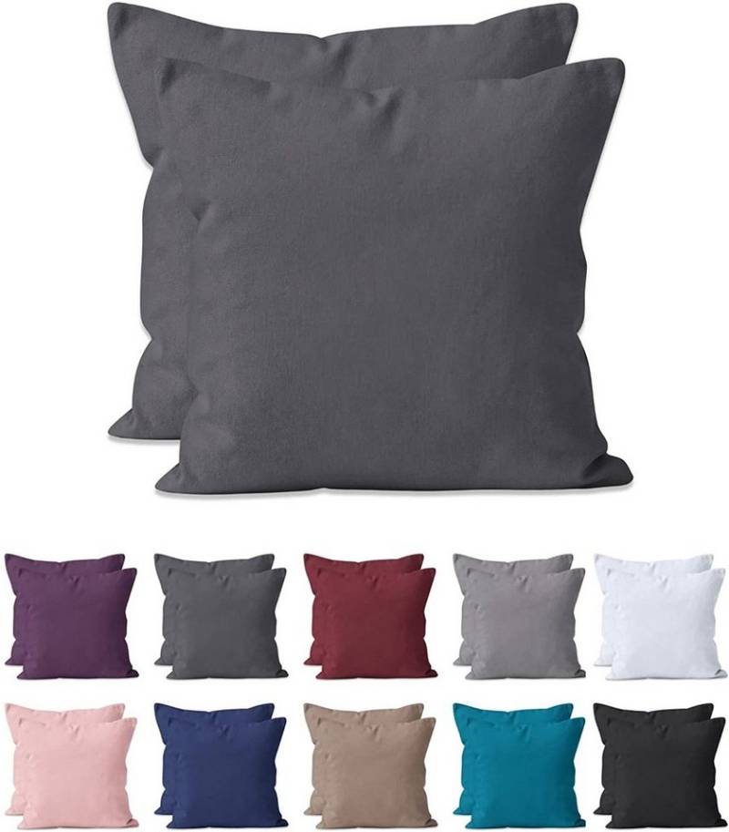 Hometex Premium Textiles Kissenbezug 2-er Set Kissenbezug Mikrofaser, Doppelpack Kissenhüllen ca. 95 g/m², Dekorative Dekokissen Sofakissen Lendenkissen Wurfkissenbezug mit Reißverschluss von Hometex Premium Textiles