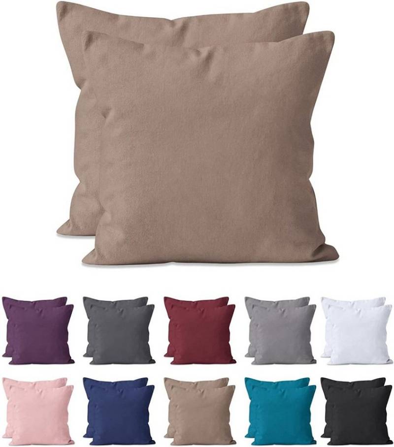 Hometex Premium Textiles Kissenbezug 2-er Set Kissenbezug Mikrofaser, Doppelpack Kissenhüllen ca. 95 g/m², Dekorative Dekokissen Sofakissen Lendenkissen Wurfkissenbezug mit Reißverschluss von Hometex Premium Textiles