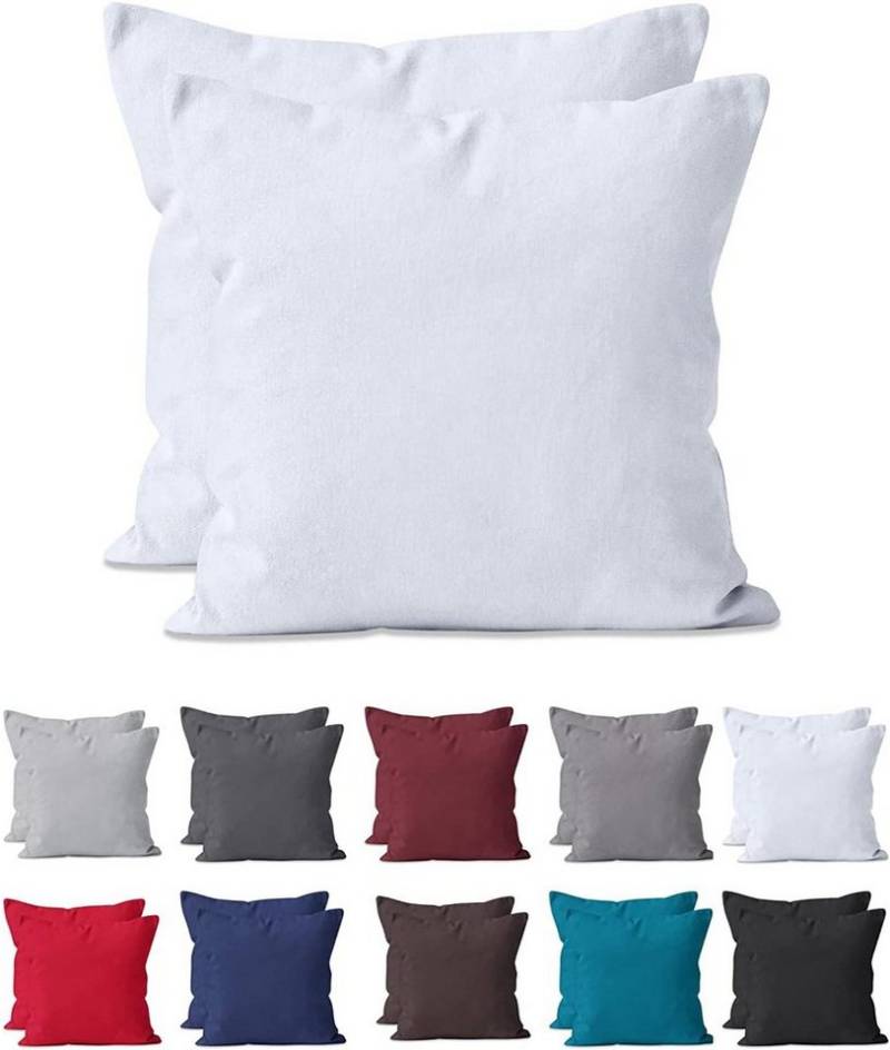 Hometex Premium Textiles Kissenbezug 2-er Set Kissenhülle Baumwolle Renforcé, Doppelpack Kissenbezüge ca. 115 g/m², Dekorative Dekokissen Sofakissen Lendenkissen Wurfkissenbezug mit Reißverschluss von Hometex Premium Textiles