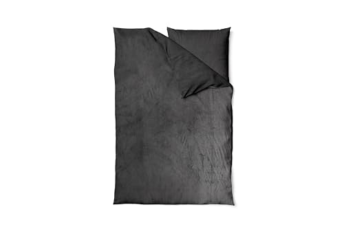 Hometex Premium Textiles Kuschelige Teddy Cashmere-Touch Bettwäsche, Warme Winter Wendebettwäsche, Flauschige Mikrofaser 180 GSM - Anthrazit 135x200 + 80x80 cm von Hometex Premium Textiles