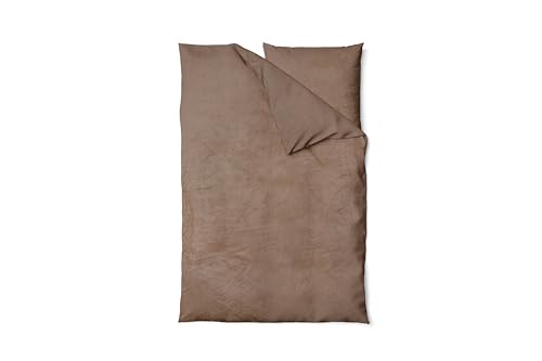 Hometex Premium Textiles Kuschelige Teddy Cashmere-Touch Bettwäsche, Warme Winter Wendebettwäsche, Flauschige Mikrofaser 180 GSM - Nougat 135x200 + 80x80 cm von Hometex Premium Textiles