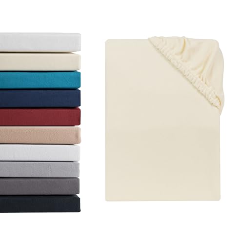 Hometex Premium Textiles Mikroflausch Boxspringbett Spannbettlaken | Spannbetttuch Teddyflausch 100% Mikrofaser | Oeko-TEX®Standard 100 - In vielen Größen und Farben | 180-200 x 200-220 cm Natur von Hometex Premium Textiles