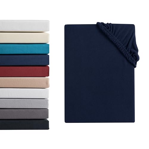 Hometex Premium Textiles Mikroflausch Spannbettlaken | Spannbetttuch Teddyflausch 100% Mikrofaser | Oeko-TEX®Standard 100 - In vielen Größen und Farben | 140-160 x 200 cm Navy von Hometex Premium Textiles