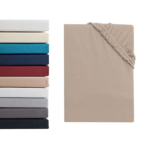 Hometex Premium Textiles Mikroflausch Spannbettlaken | Spannbetttuch Teddyflausch 100% Mikrofaser | Oeko-TEX®Standard 100 - In vielen Größen und Farben | 140-160 x 200 cm Nougat von Hometex Premium Textiles