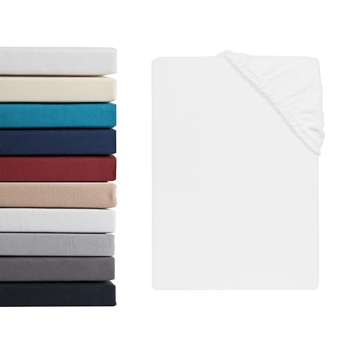 Hometex Premium Textiles Mikroflausch Spannbettlaken | Spannbetttuch Teddyflausch 100% Mikrofaser | Oeko-TEX®Standard 100 - In vielen Größen und Farben | 90-100 x 200 cm Weiß von Hometex Premium Textiles