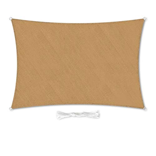 Hometex Premium Textiles Sonnensegel 2×4m Rechteckig inkl. Befestigungseile | Sand | Sonnenschutz ideal für Garten, Terrasse, Balkon, Camping | Windabweisender Schattenspender von Hometex Premium Textiles