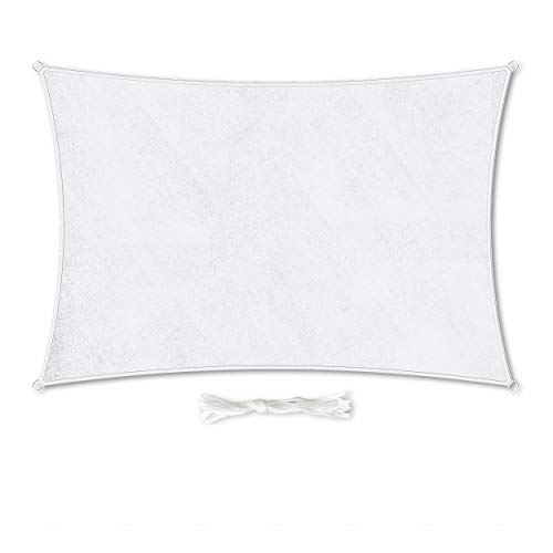 Hometex Premium Textiles Sonnensegel 2×4m Rechteckig inkl. Befestigungseile | Weiß | Sonnenschutz ideal für Garten, Terrasse, Balkon, Camping | Windabweisender Schattenspender von Hometex Premium Textiles