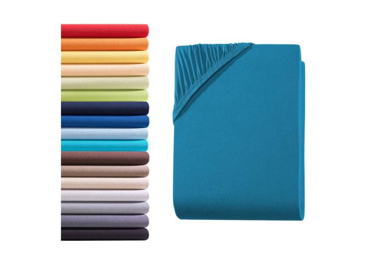 Hometex Premium Textiles Spannbettlaken für Topper bis 10cm Steghöhe, Jersey, Gummizug: Rundumgummizug, ideal für Boxspringbett Topper, 100% reine Baumwolle von Hometex Premium Textiles